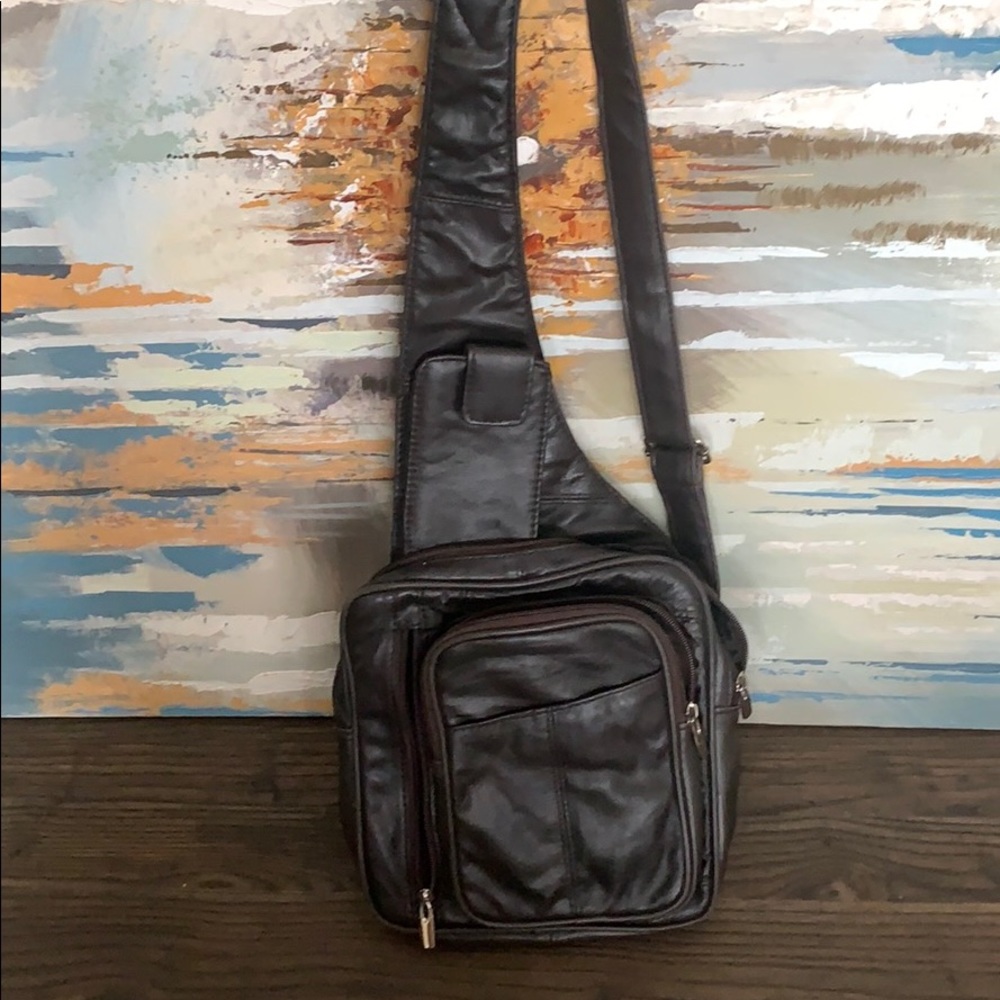 Brown leather crossbody